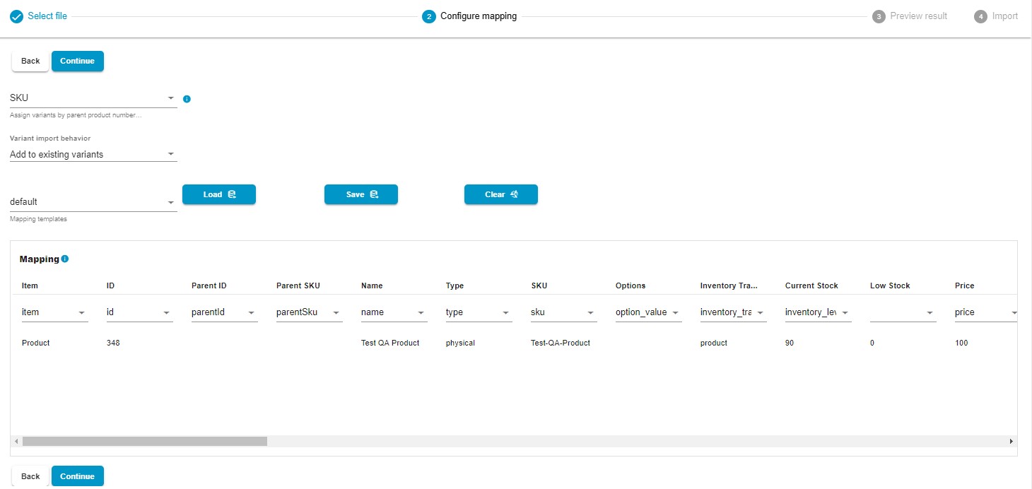 create mapping for bigcommerce import from URL