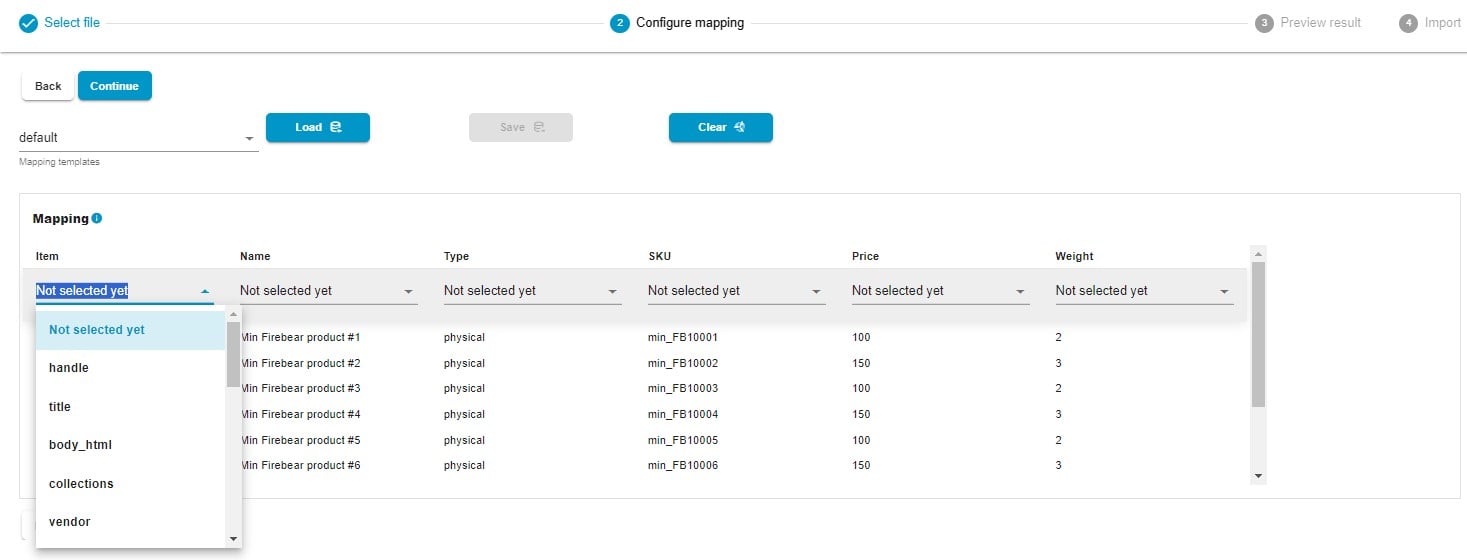 shopify google sheets integration: configure mapping and create templates