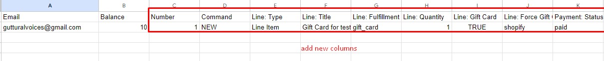 Shopify Import: Gift Cards data editing