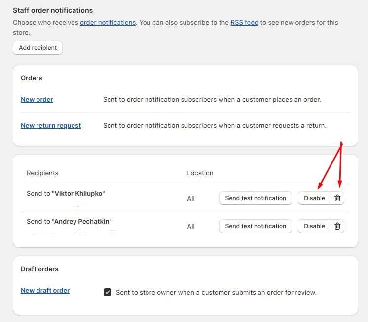 disable Shopify order notifications for admins