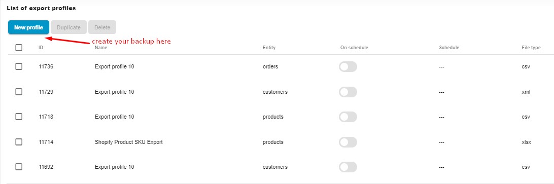 shopify website security: import create backup