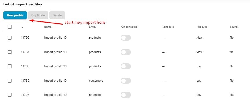 Import Shopify Metafields: Add new import profile
