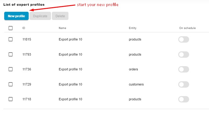 new profile for Shopify Data Export Custom Columns 