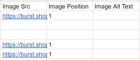 Shopify Product Import: CSV columns responsible for image import