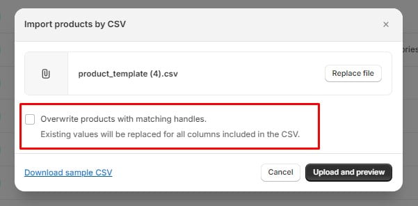 shopify product import: Overwriting Product Information with a CSV