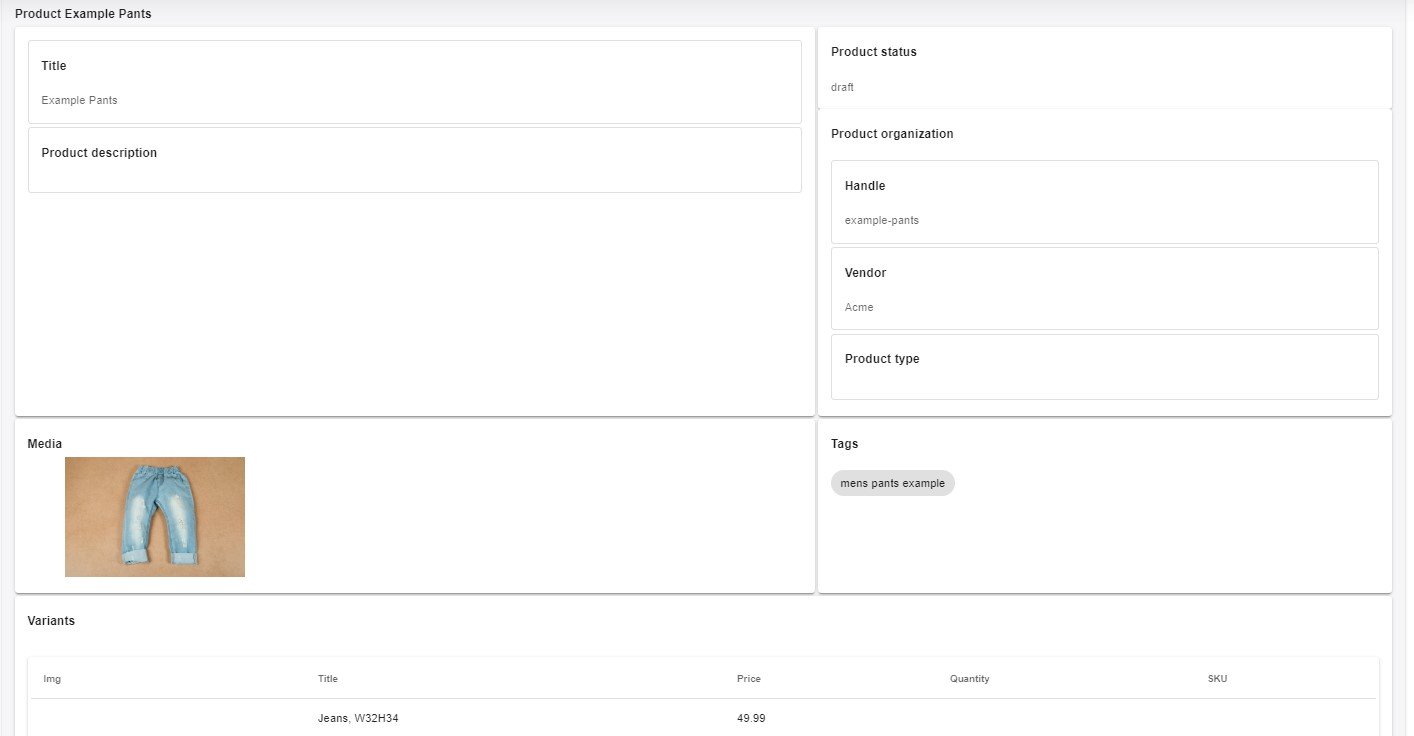 shopify product import preview