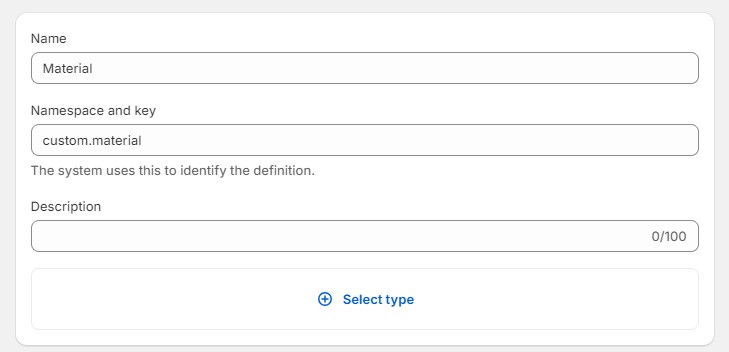 shopify metafield: add definition name and description