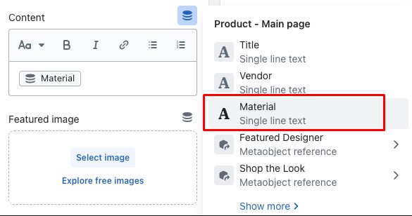 crearte shopify metafields: add metafield to block