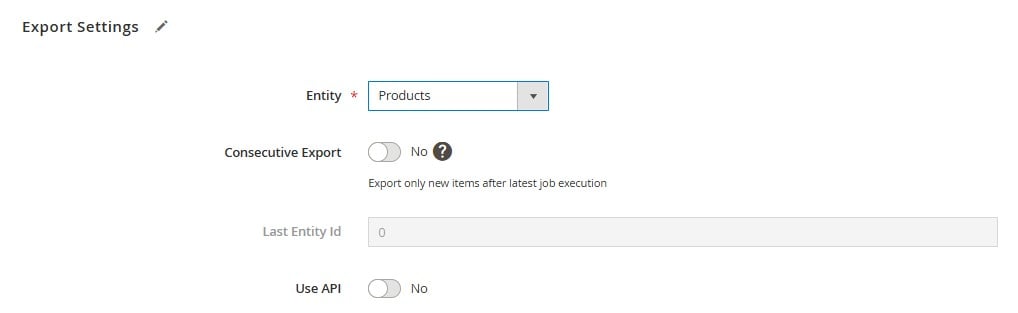 Magento Excel integration for products with Improved Import & Export - entity selection in export settings 