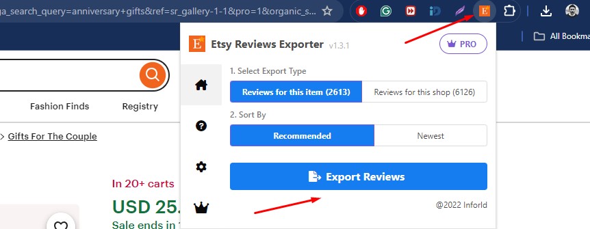 Import Etsy Reviews to Shopify: export configuration