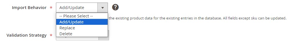 Magento 2 import behavior