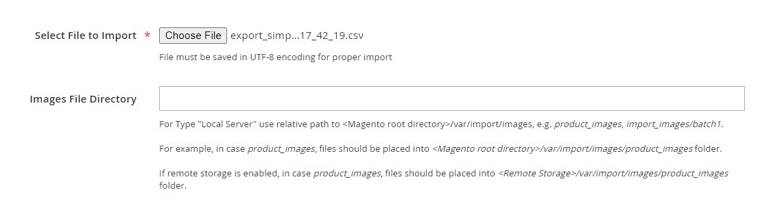 Magento 2 import file upload