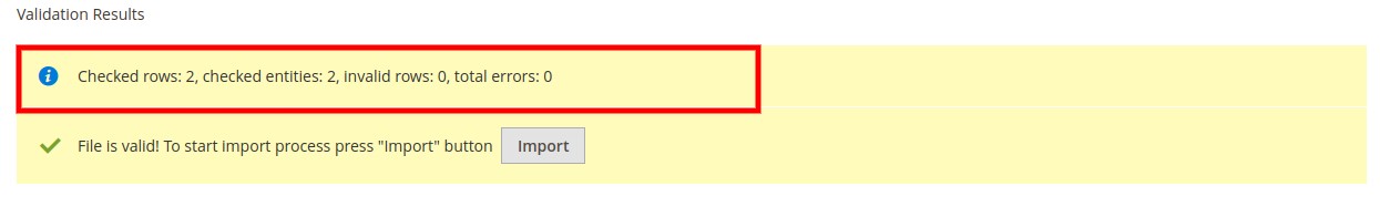 Magento 2 import: validation results