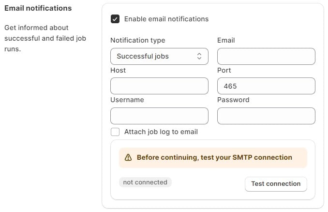 Import & Export Tool for Shopify: import notifications