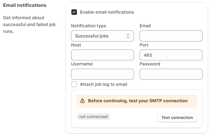 Import & Export Tool for Shopify: email notifications for export