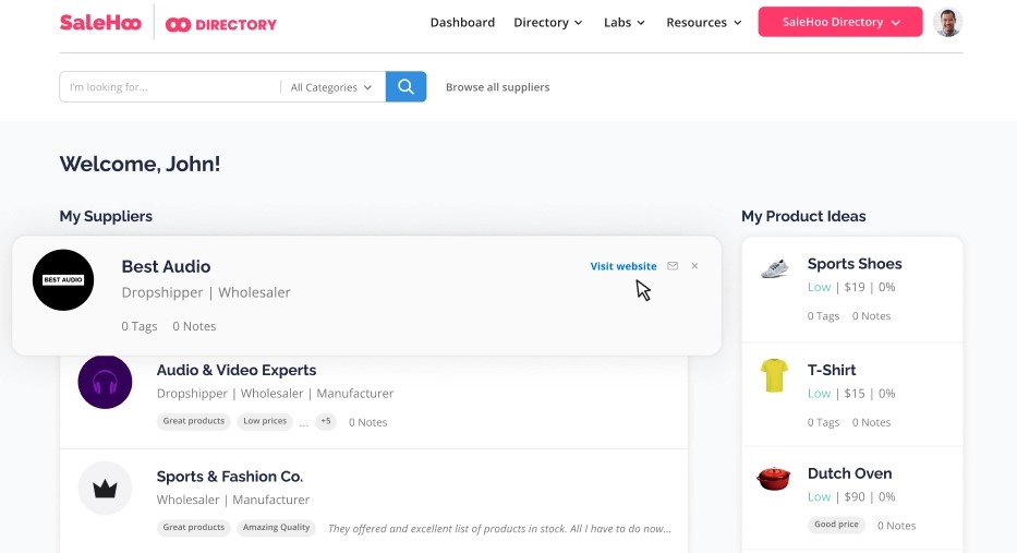 Shopify SaleHoo Directory