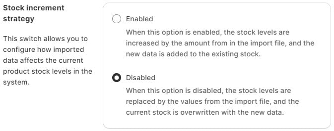 Import & Export Tool for Shopify: Stock increment strategy