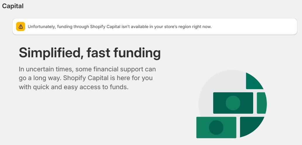 you didn't pass Shopify Capital eligibility for your store