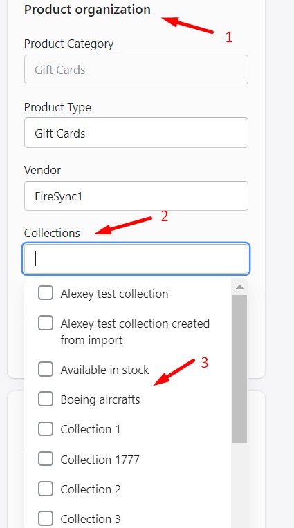 How to add Shopify gift cards to manual collections