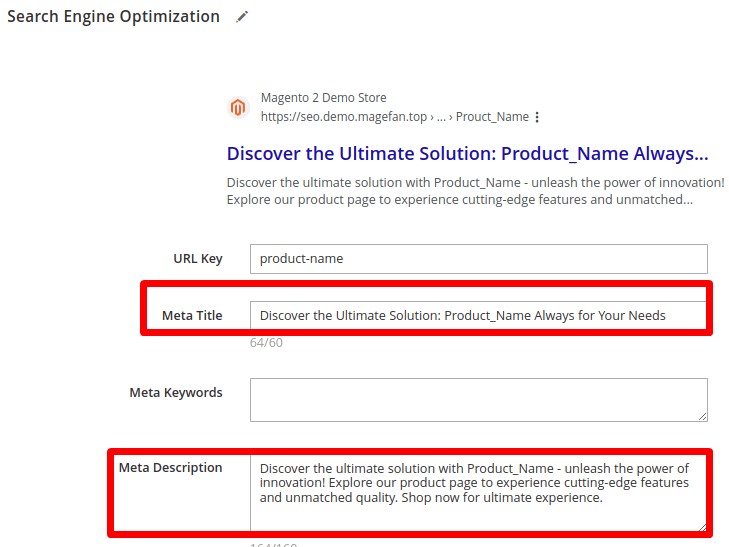 Magento 2 Meta title and description SEO 