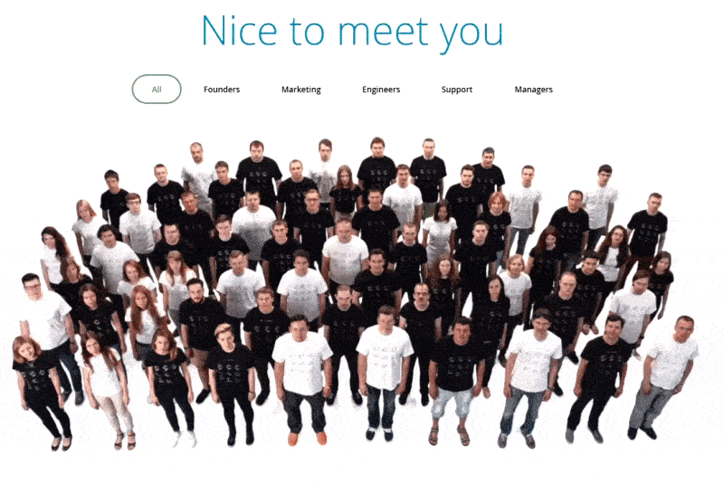 targetprocess: creative meet-the-team page layout