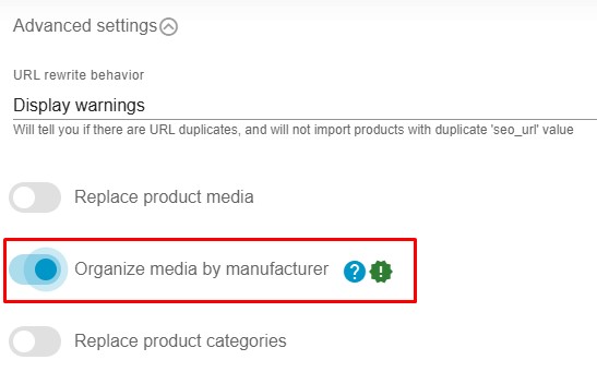 Organize media by manufacturer - feature of Improved Import, Export & Mass Actions Shopware 6 Extension