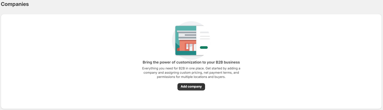 Shopify Admin: Companies B2B