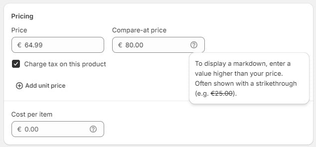 Shopify Compare-at-price admin configurations instead of List price, MSRP, RRP, SRP