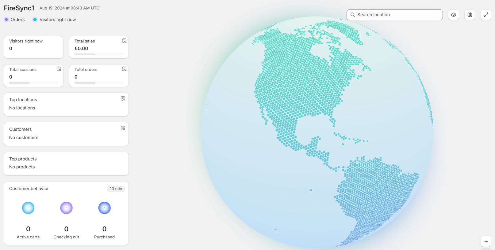 Live view of customer activities in Shopify admin