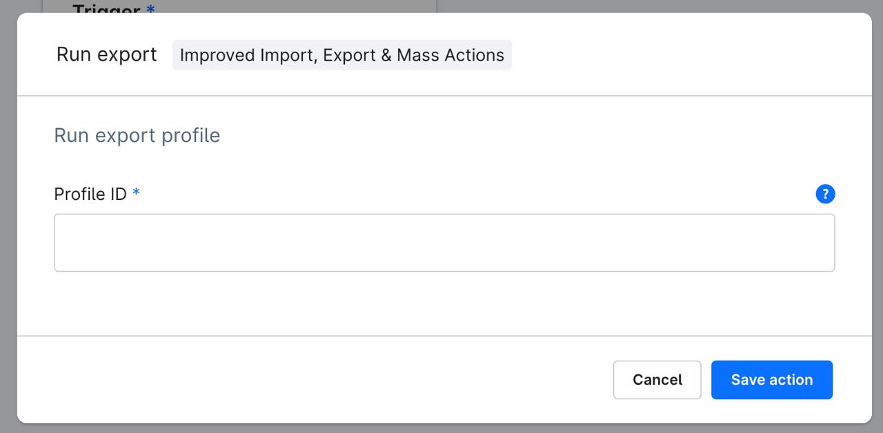 Trigger Export Profiles Via Shopware Flows run export profile ID - feature of Improved Import, Export & Mass Actions Shopware 6 Extension
