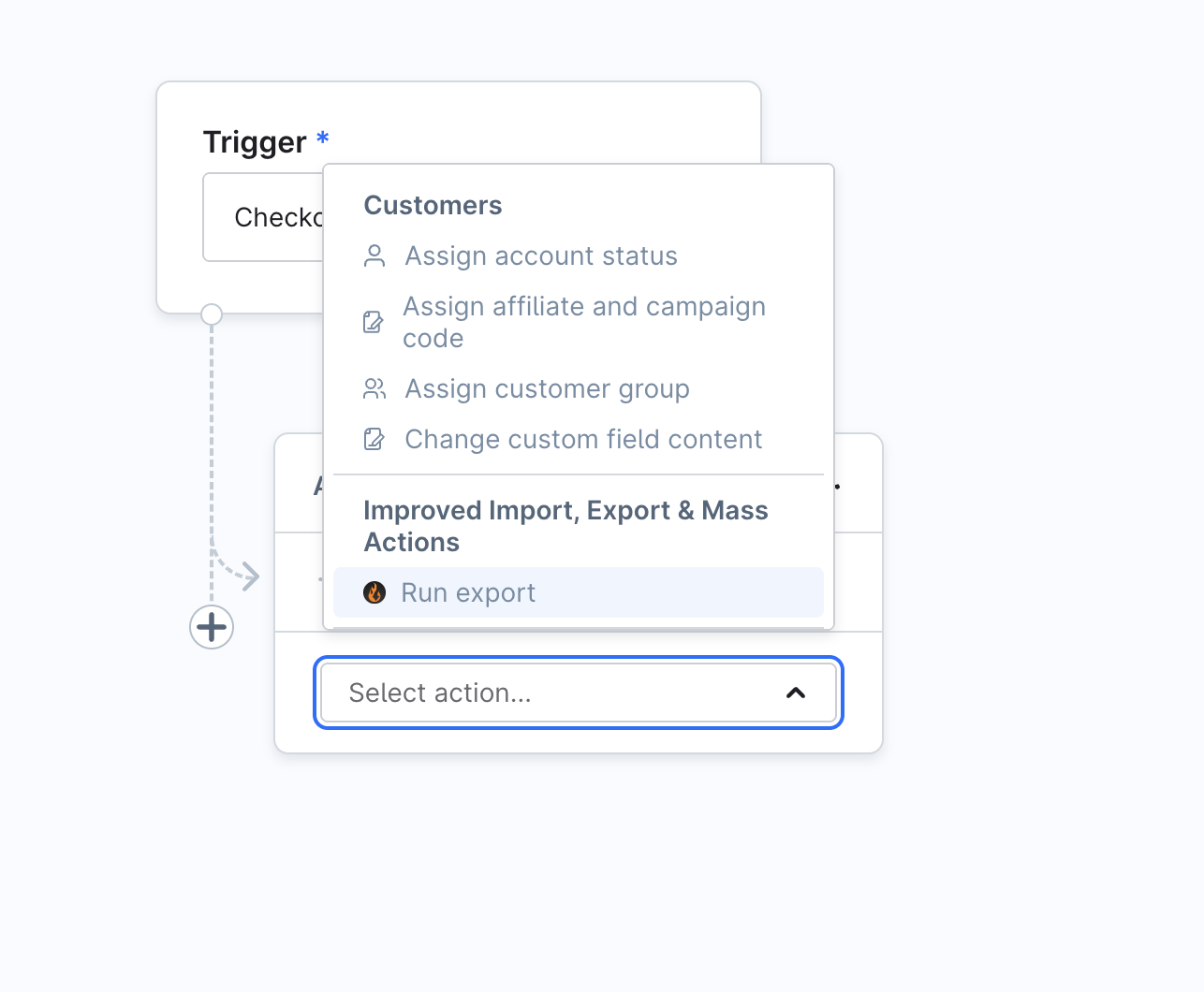Trigger Export Profiles Via Shopware Flows run export - feature of Improved Import, Export & Mass Actions Shopware 6 Extension