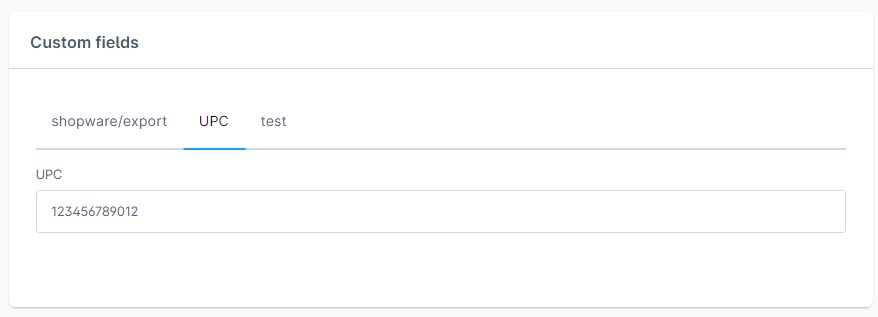 custom field to add UPC in Shopware