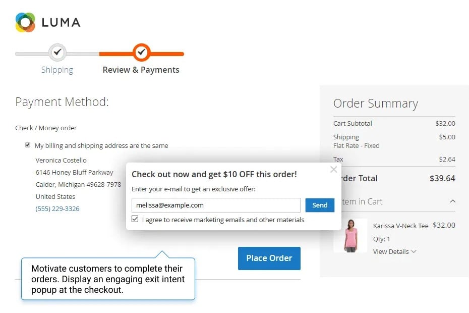 ecommerce CRO tools: exit intent popup for magento 2