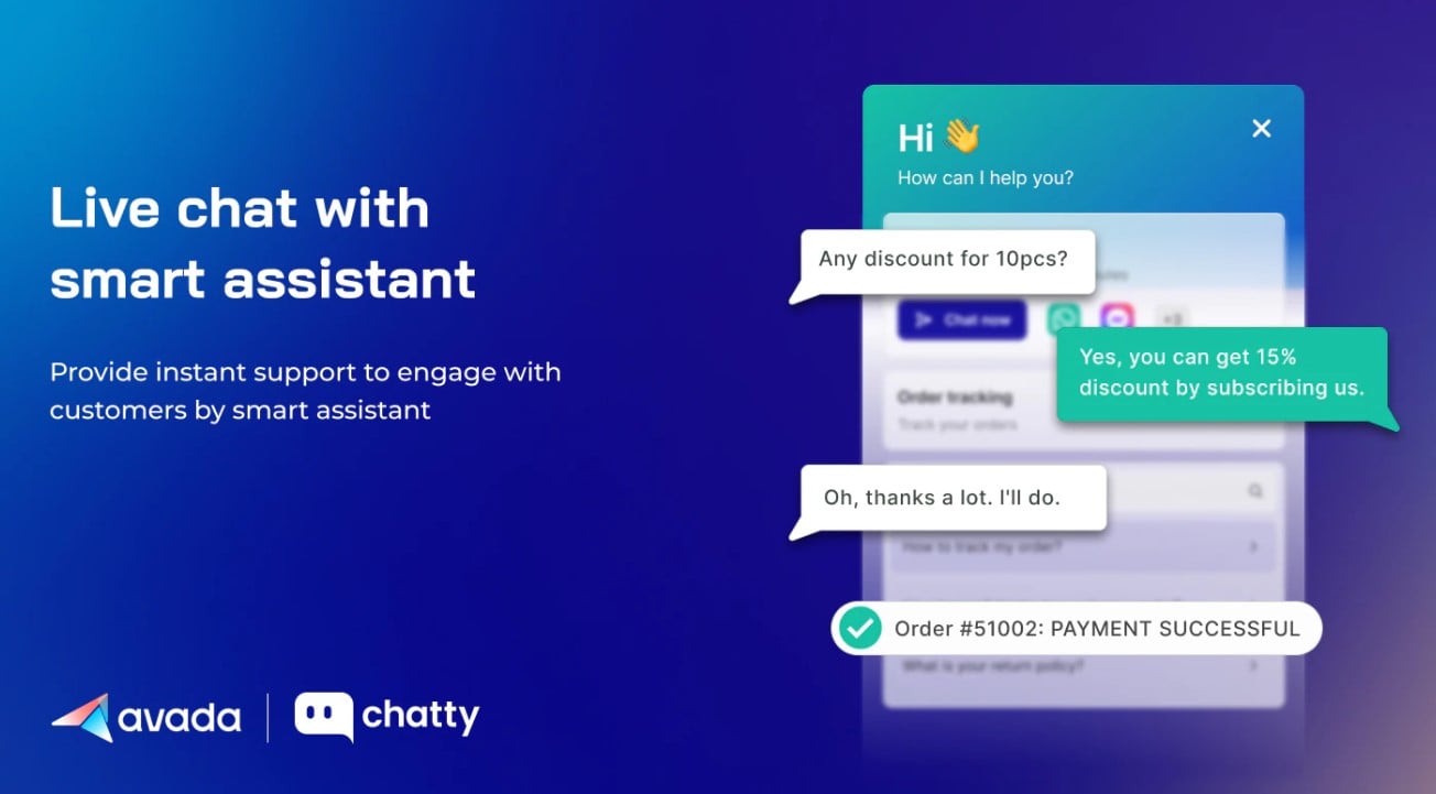 AI Live chat with smart assistance for ecommerce by chatty