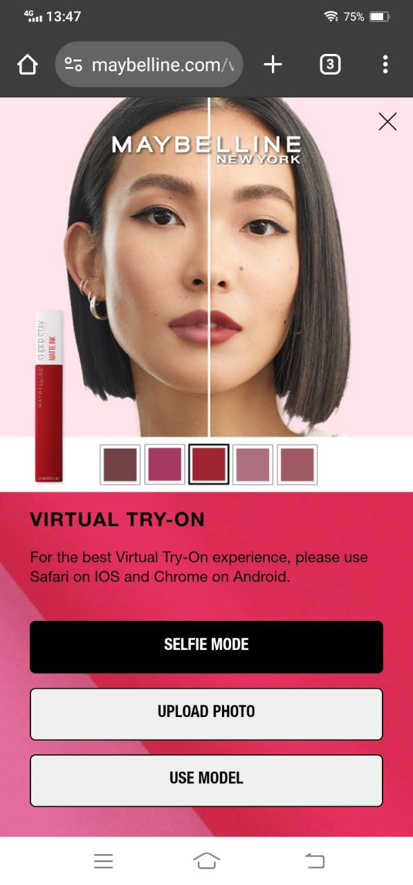 Maybelline’s Virtual Makeup Try-On