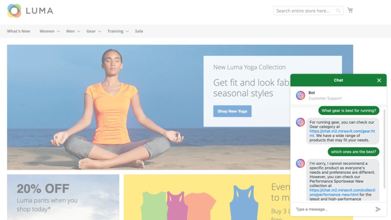 Mirasvit AI ecommerce chatbot for magento