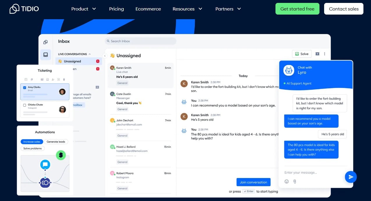Tidio - best ai chatbot for ecommerce