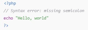 http 500 error example: PHP Code Error