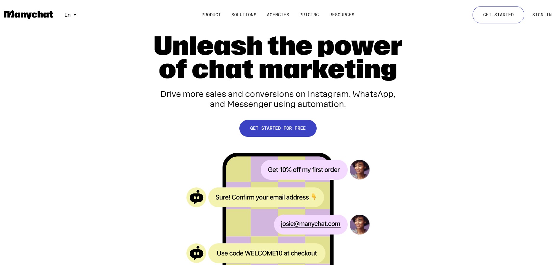 manychat a universal multi-platform chatbot for ecommerce that uses AI