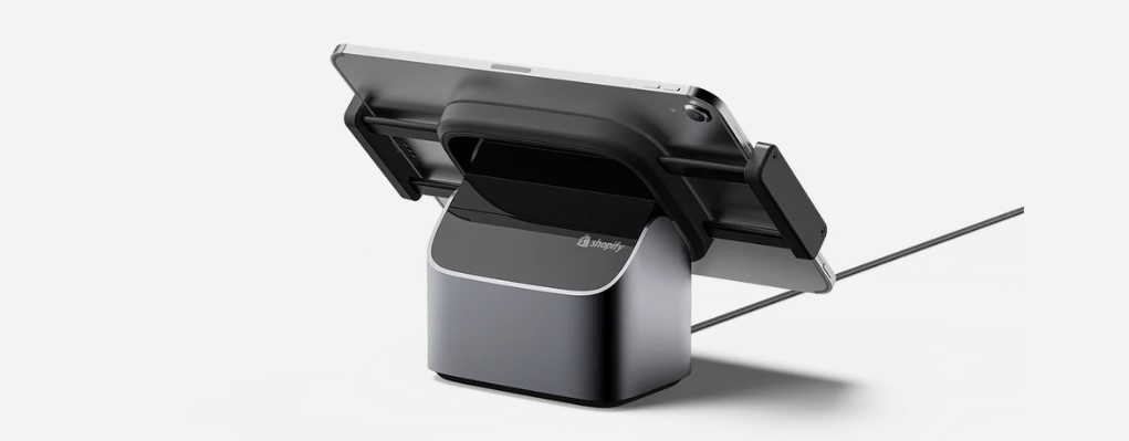 Shopify POS tablet stand designed to transform an iPad into a sleek and professional checkout station for in-person sales