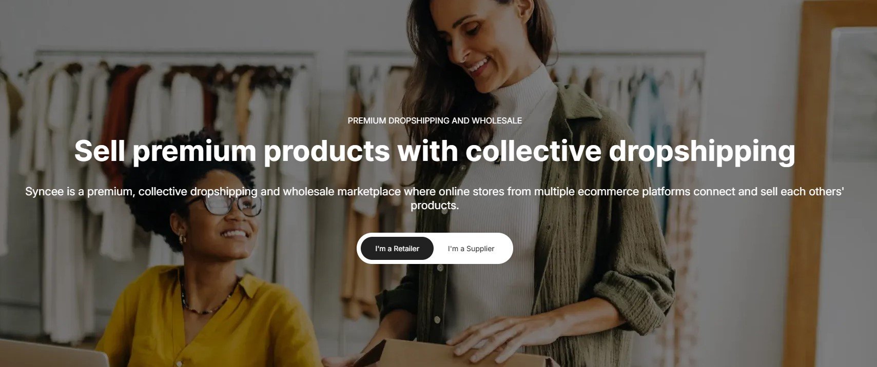 homepage of the Syncee website - a B2B marketplace and a source of shopify dropshipping suppliers