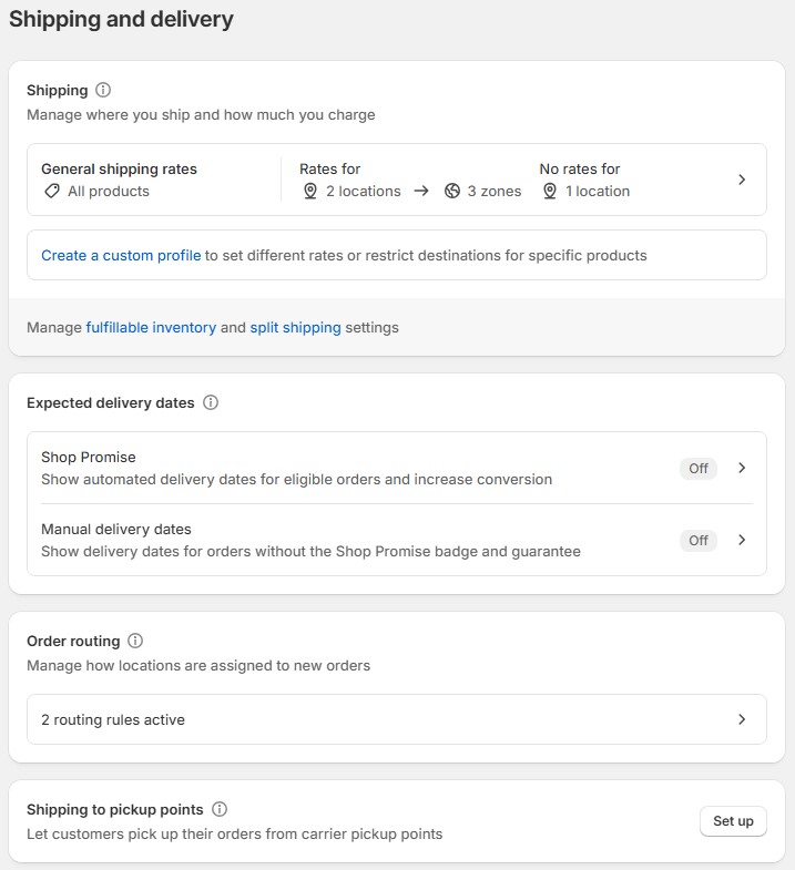 screenshot showing how to Configure Fulfillment Settings in Shopify