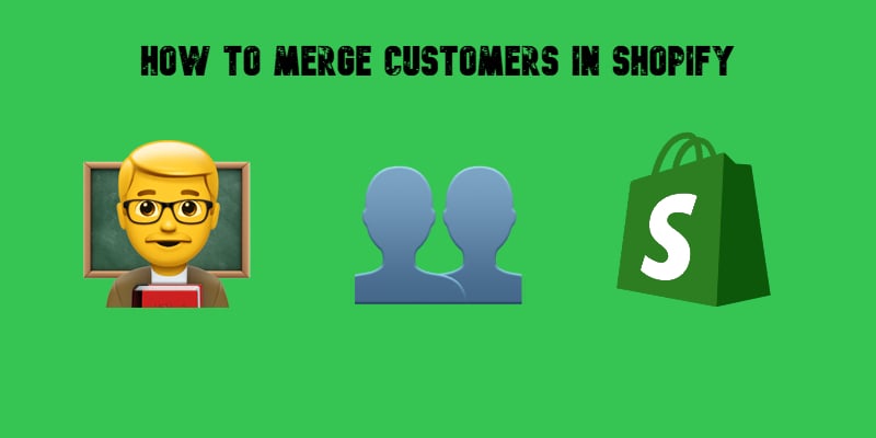 Illustration demonstrating how to merge customers in Shopify, featuring an emoji, a duplicate user icon, and the Shopify logo. This visual guide simplifies customer profile consolidation for Shopify merchants.