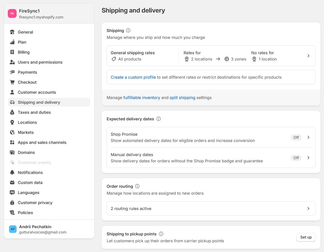 Configuring Shopify shipping and delivery settings to enable automated order tracking and estimated delivery dates.