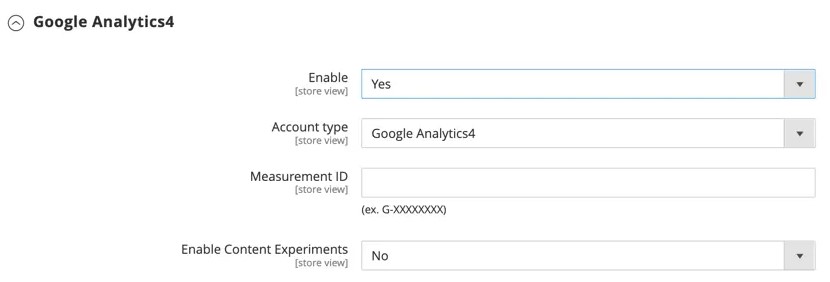 Google Analytics 4 settings as an illustration of Native and Built-In Adobe Commerce Integrations