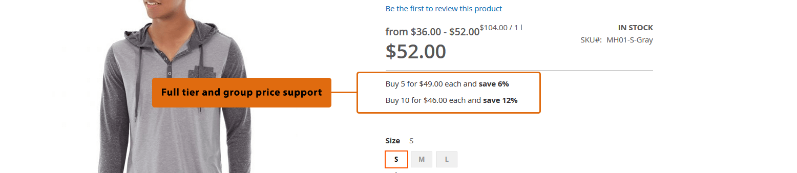 Magento 2 configurable product tier price support