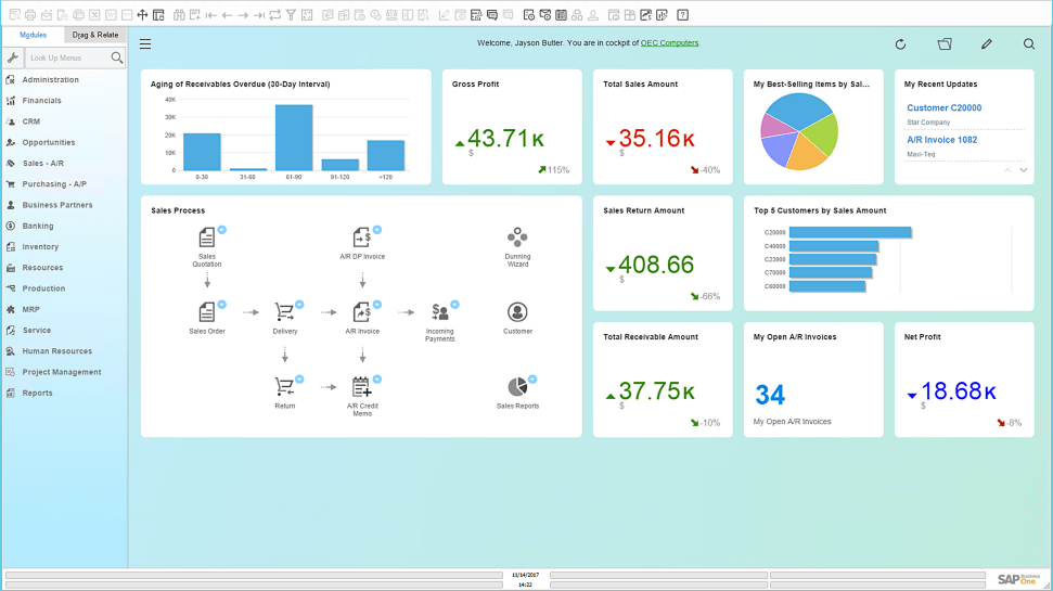 Magento 2 SAP b1 ERP customers and sales