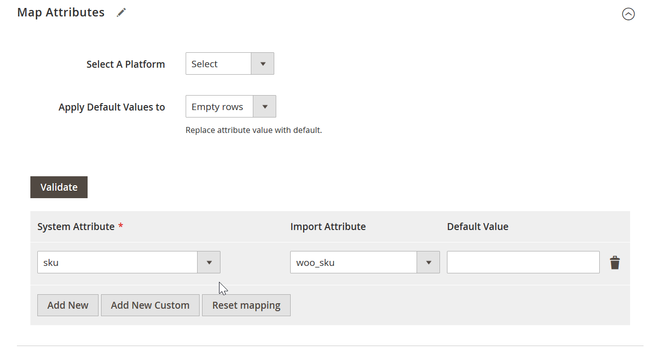 Magento 2 import attribute mapping